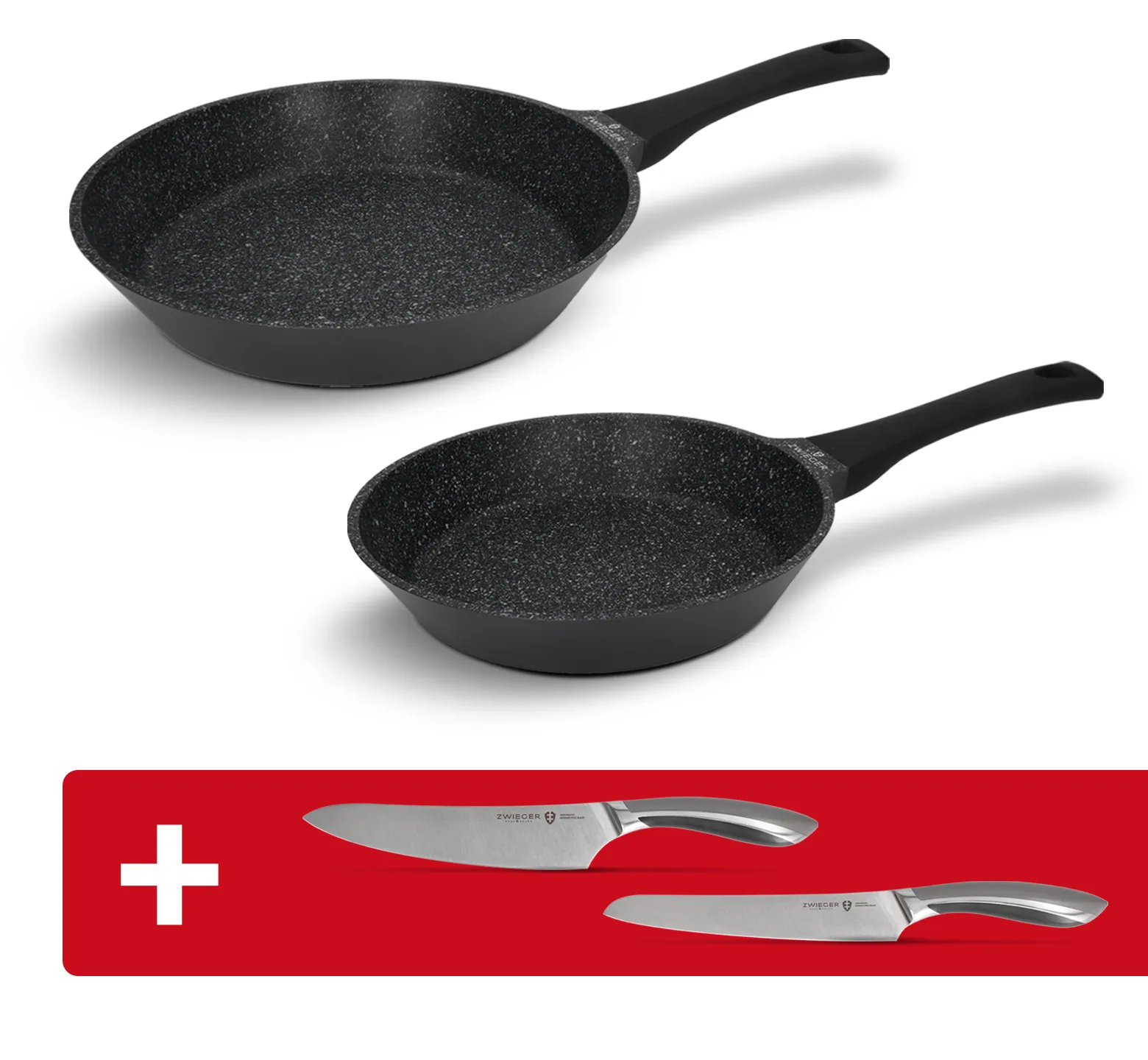 Zestaw patelni i noży 4 el. Black Stone Zwieger