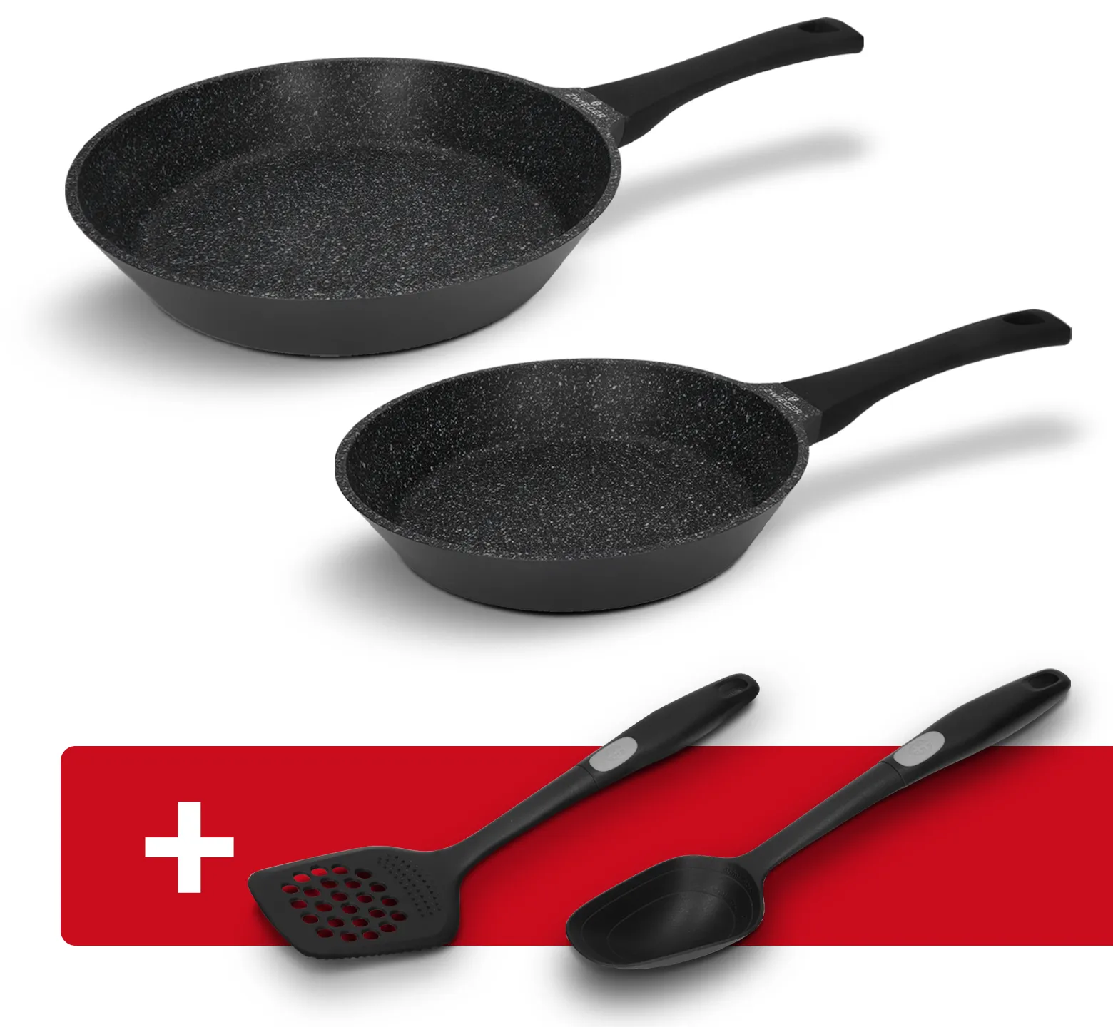 Zestaw patelni 2 el. Black Stone Zwieger + Łopatka płaska, łyżka z miarką Black Stone