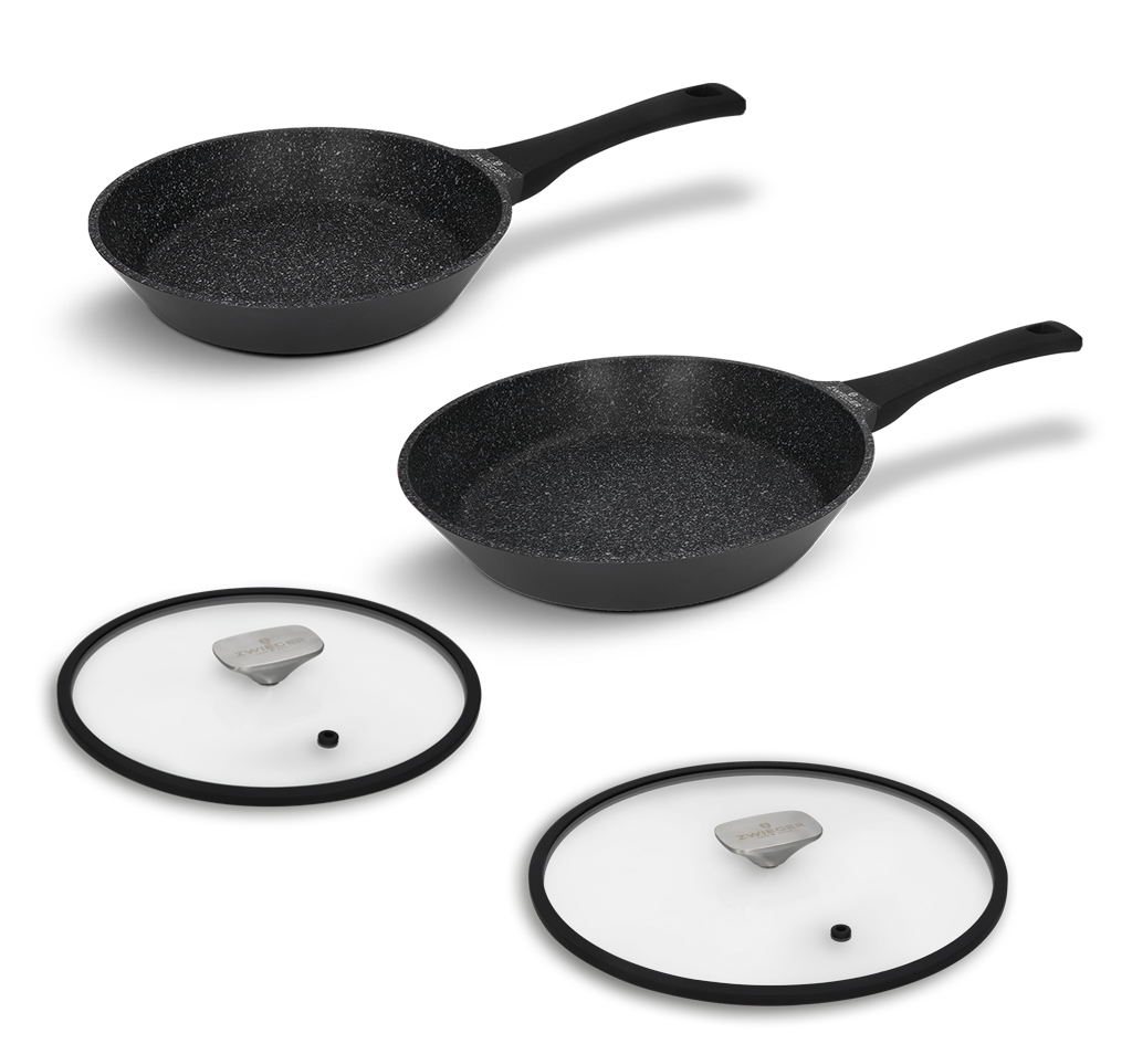 Zestaw patelni i pokrywek 4 el. Black Stone Zwieger