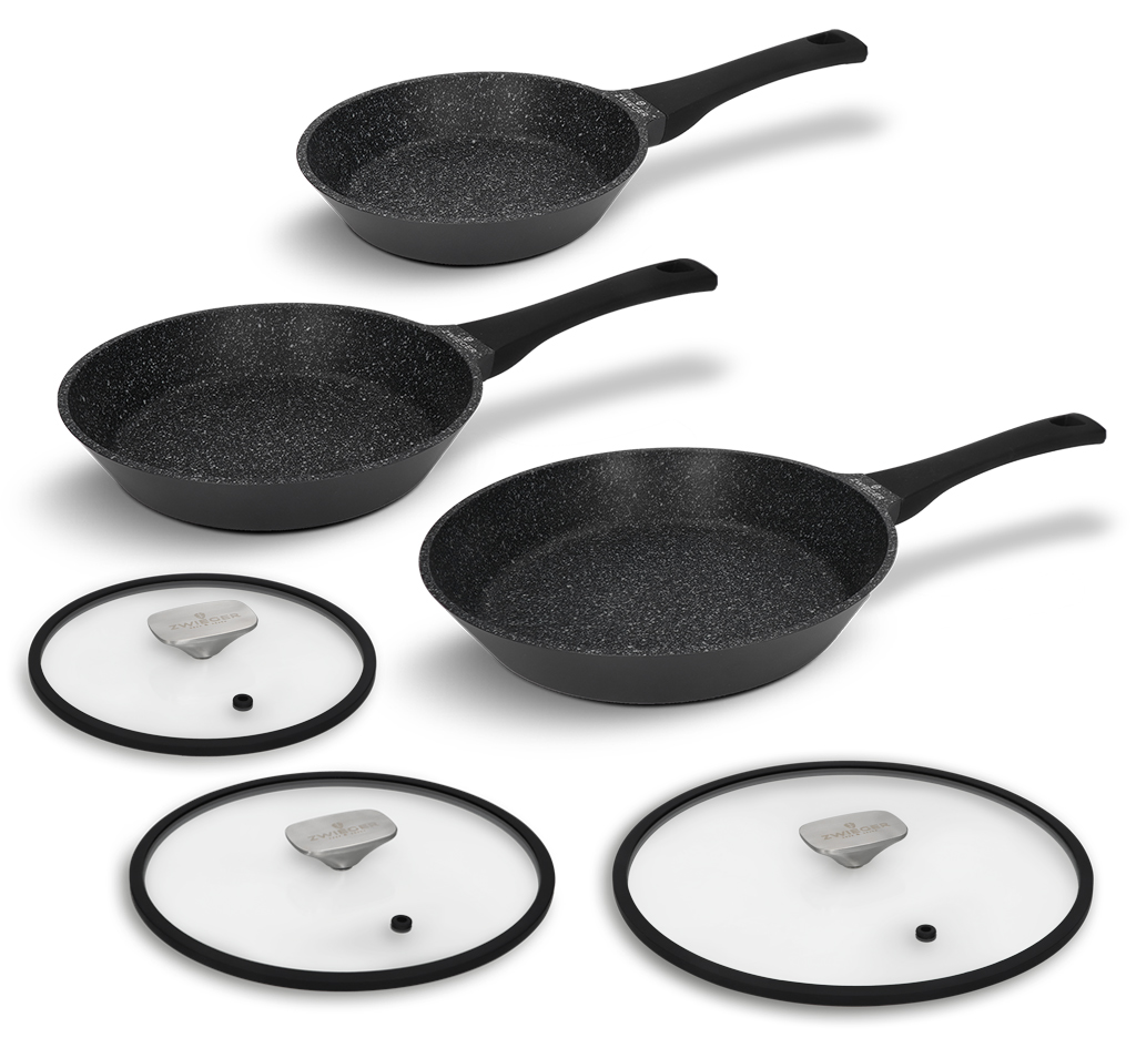 Zestaw patelni i pokrywek 6 el. Black Stone Zwieger