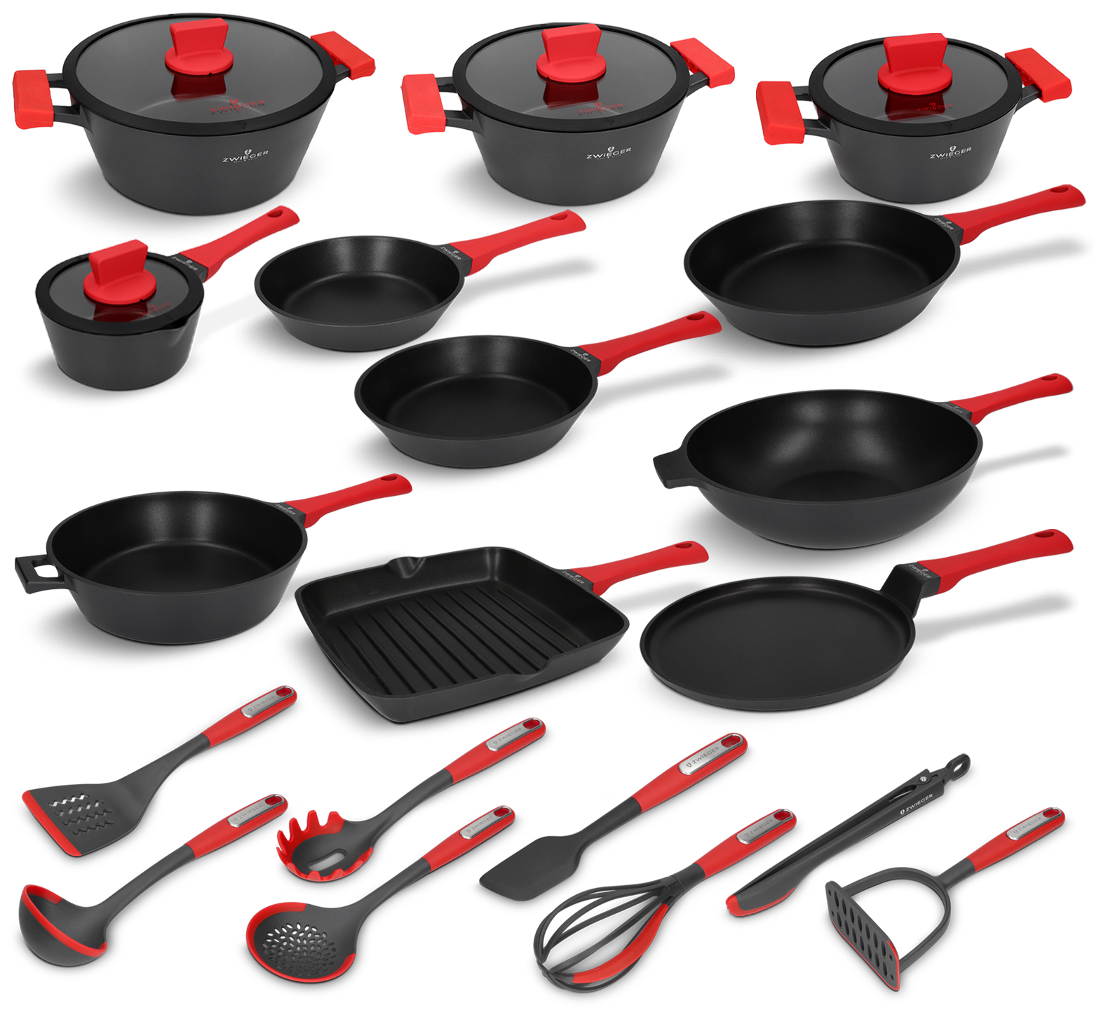 Zestaw garnków, patelni i akcesoriów 23 el. Obsidian Zwieger