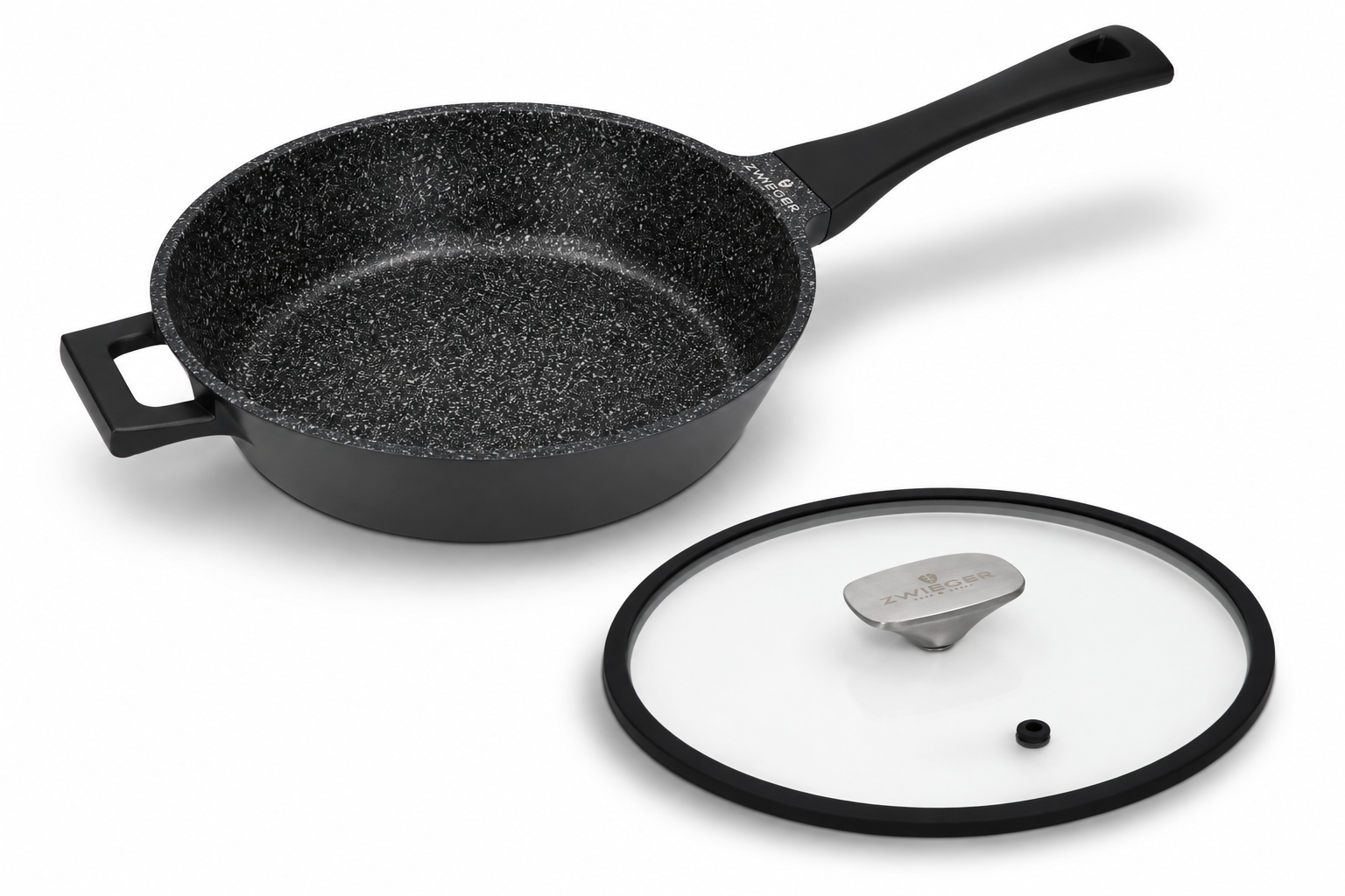 Patelnia głęboka 24 cm Black Stone Zwieger + Pokrywka 24 cm