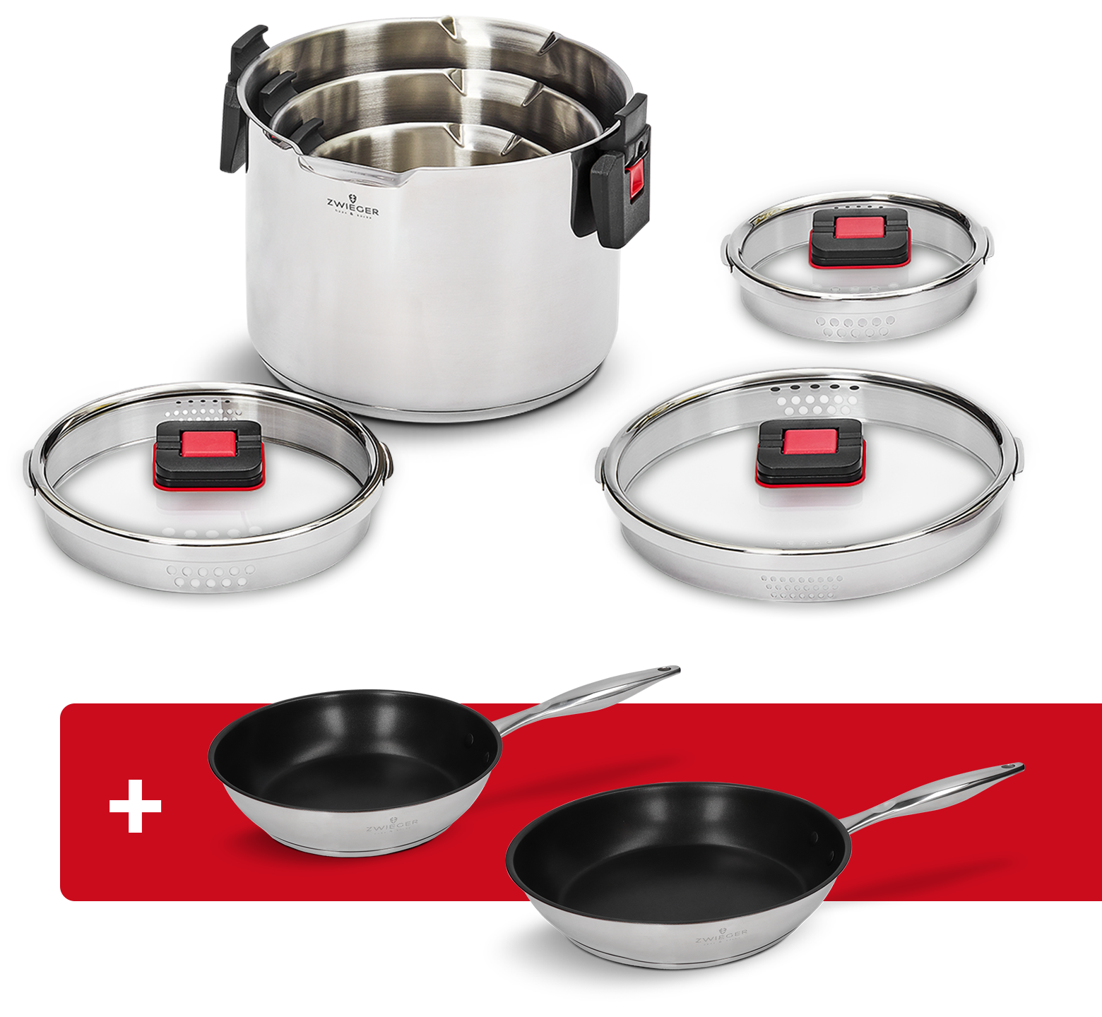 Zestaw garnków 6 el. Kompact PRO + Patelnia 24 i 28 cm Klassiker Zwieger
